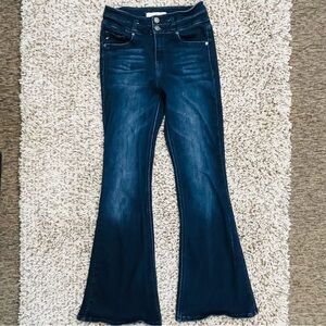 KanCan Midnight Flare Jeans Western 11” Rise Wide Leg 31” Inseam Dark Wash